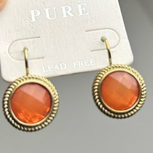Pure Orange Gold Tone Costume Earrings C2